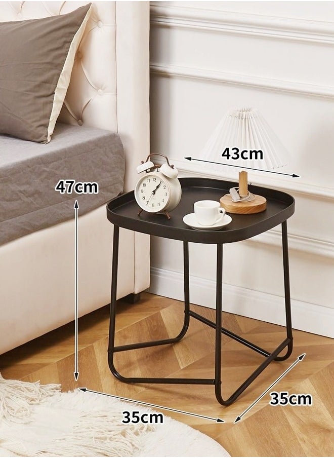 fashionhome Multipurpose Portable Modern Design Stylish Square Tray Table Nightstand Sofa Strong Iron Frame Side Table for Living Room Bedroom Office 43x35x47 Centimeter  - Image 4