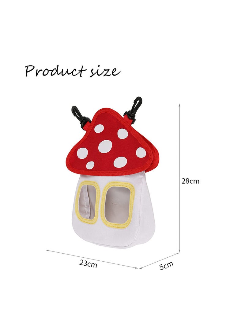 SYOSI Rabbit Hay Feeder Bag, Cute Mushroom Shape Bunny Hay Bag, 600d Oxford Cloth Fabric Guinea Pig Hay Bag, Hanging Food Storage Bag for Small Animals with 2 Feeding Holes, for Rabbits, Guinea Pigs(1 Pack) - Image 2