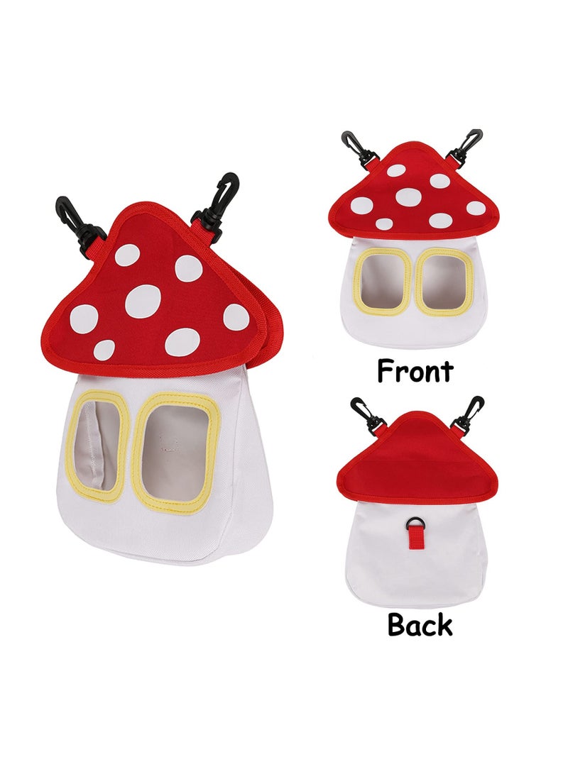 SYOSI Rabbit Hay Feeder Bag, Cute Mushroom Shape Bunny Hay Bag, 600d Oxford Cloth Fabric Guinea Pig Hay Bag, Hanging Food Storage Bag for Small Animals with 2 Feeding Holes, for Rabbits, Guinea Pigs(1 Pack) - Image 4