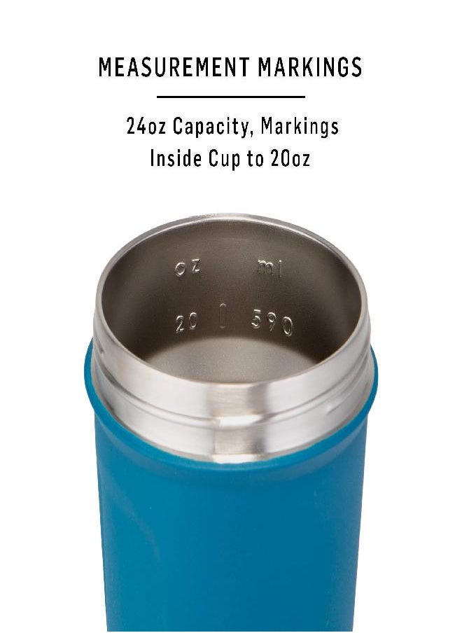 BlenderBottle BlenderBottle Strada Shaker Cup Insulated Stainless Steel Water Bottle with Wire Whisk, 24-Ounce, Blue  - Image 2