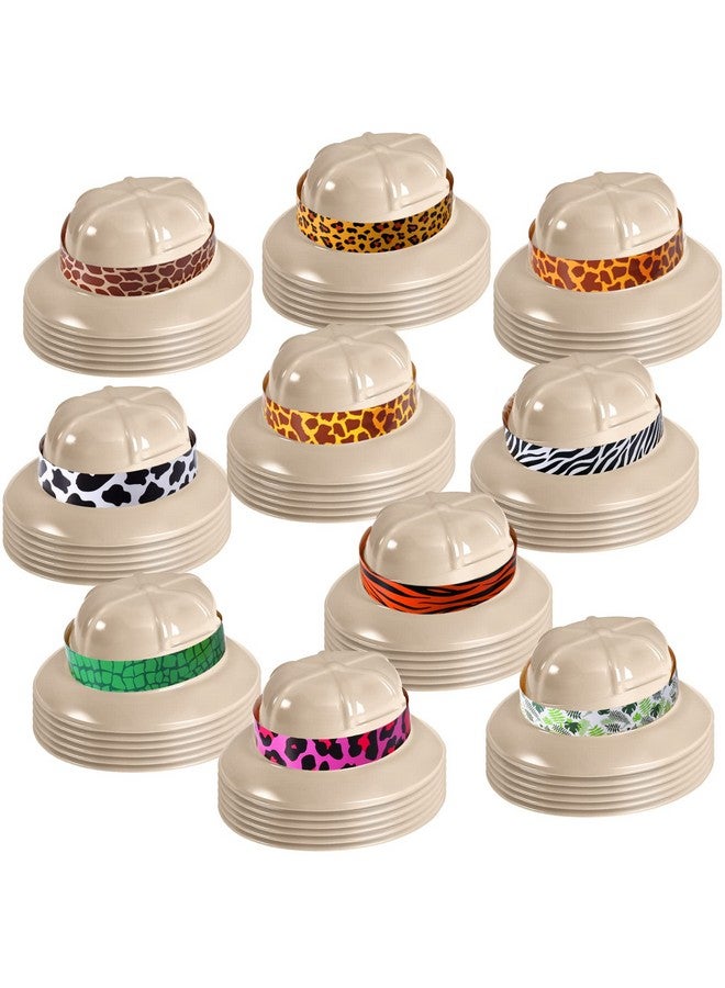 Janmercy 60 Sets Safari Hats With Stickers Jungle Explorer Hats Safari Jungle Party Hats Safari Party Decorations Safari Theme Party Supplies For Kids Boys Girls Jungle Explorer Adventure Birthday Party Helmet - Image 1