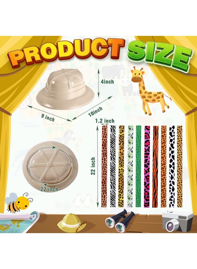Janmercy 60 Sets Safari Hats With Stickers Jungle Explorer Hats Safari Jungle Party Hats Safari Party Decorations Safari Theme Party Supplies For Kids Boys Girls Jungle Explorer Adventure Birthday Party Helmet - Image 3
