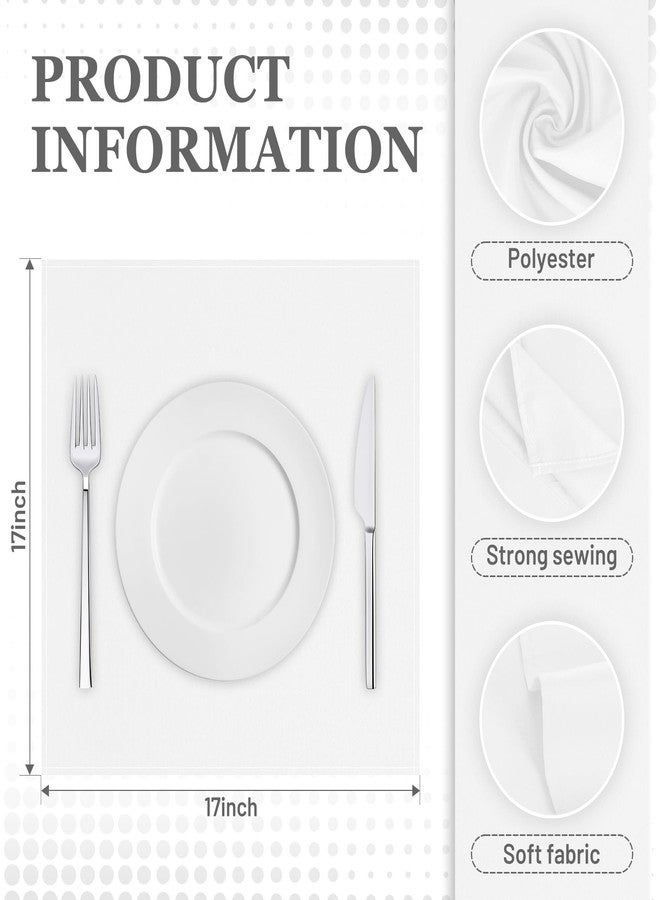 SuperO Set of 120 Cloth Napkins 17 x 17 Inch, Polyester Solid Washable Dinner Napkins with Hemmed Edges,Great for Restaurant, Wedding and Party(White) - Image 3