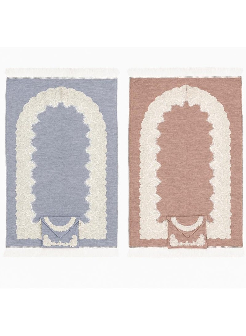 Set of 2 Prayer Mats with Matching Bags – Made of premium chenille fabric, each mat (110×73 cm) comes in a stylish shoulder bag of the same color. A practical and elegant gift for Hajj, Umrah, Ramadan, or any special occasion. - Image 2