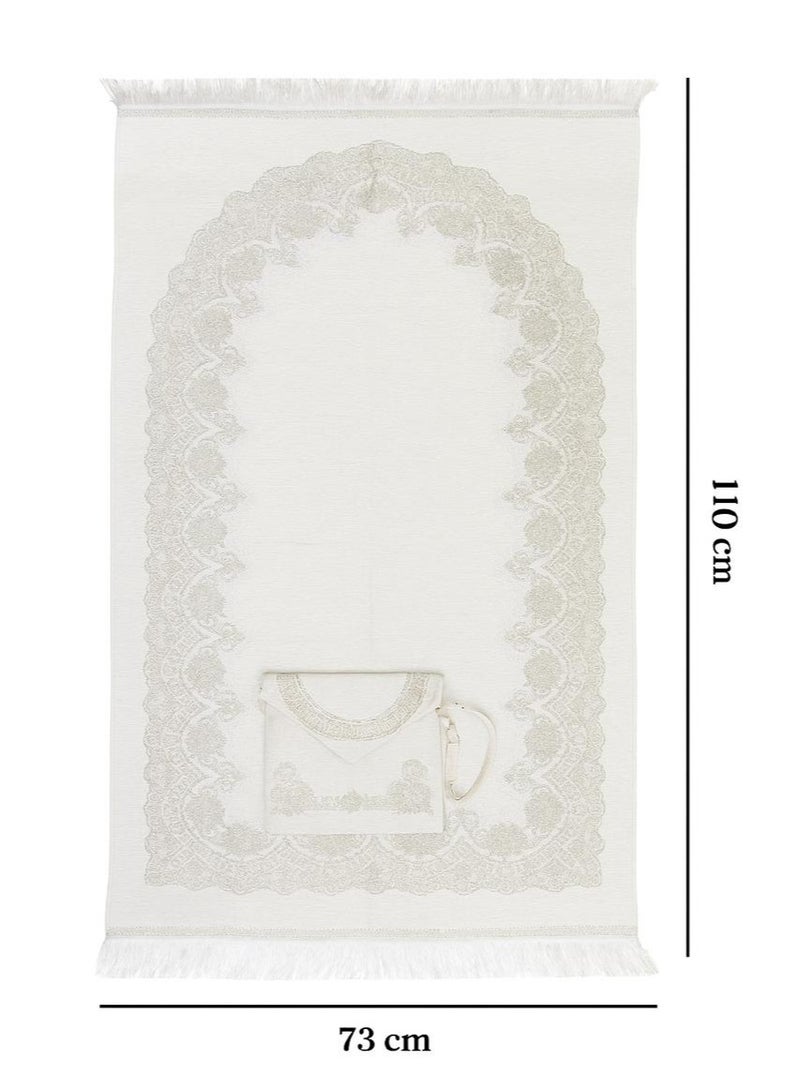 Set of 2 Prayer Mats with Matching Bags – Made of premium chenille fabric, each mat (110×73 cm) comes in a stylish shoulder bag of the same color. A practical and elegant gift for Hajj, Umrah, Ramadan, or any special occasion. - Image 3