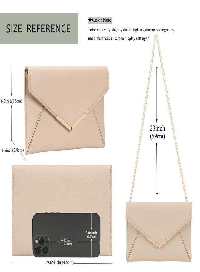 DEXMAY DM Dexmay Women Envelope Clutch Handbag Medium Saffiano Leather Foldover Clutch Purse Nude - Image 4