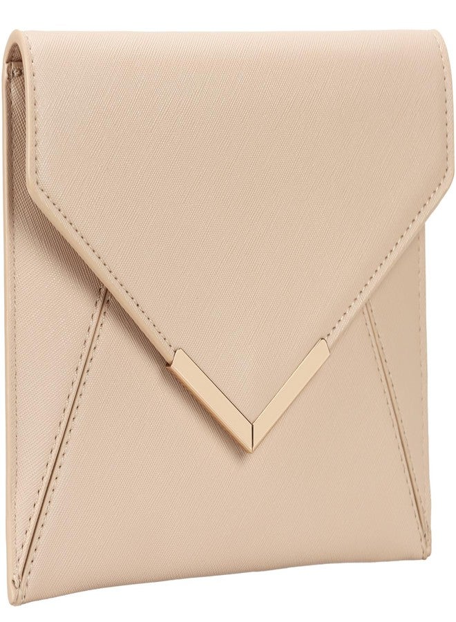 DEXMAY DM Dexmay Women Envelope Clutch Handbag Medium Saffiano Leather Foldover Clutch Purse Nude - Image 3