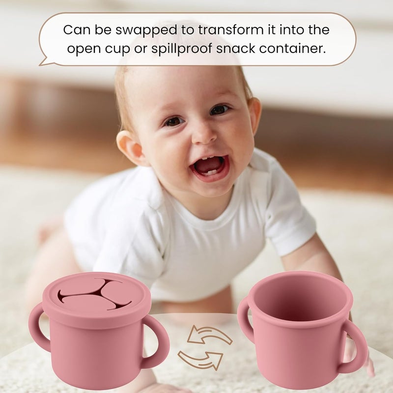 Mintlyfe Snack Containers for Toddlers Kids  2 Pack Food Grade Silicone Snack Cups with Grip Handle BlushMauve - Image 4