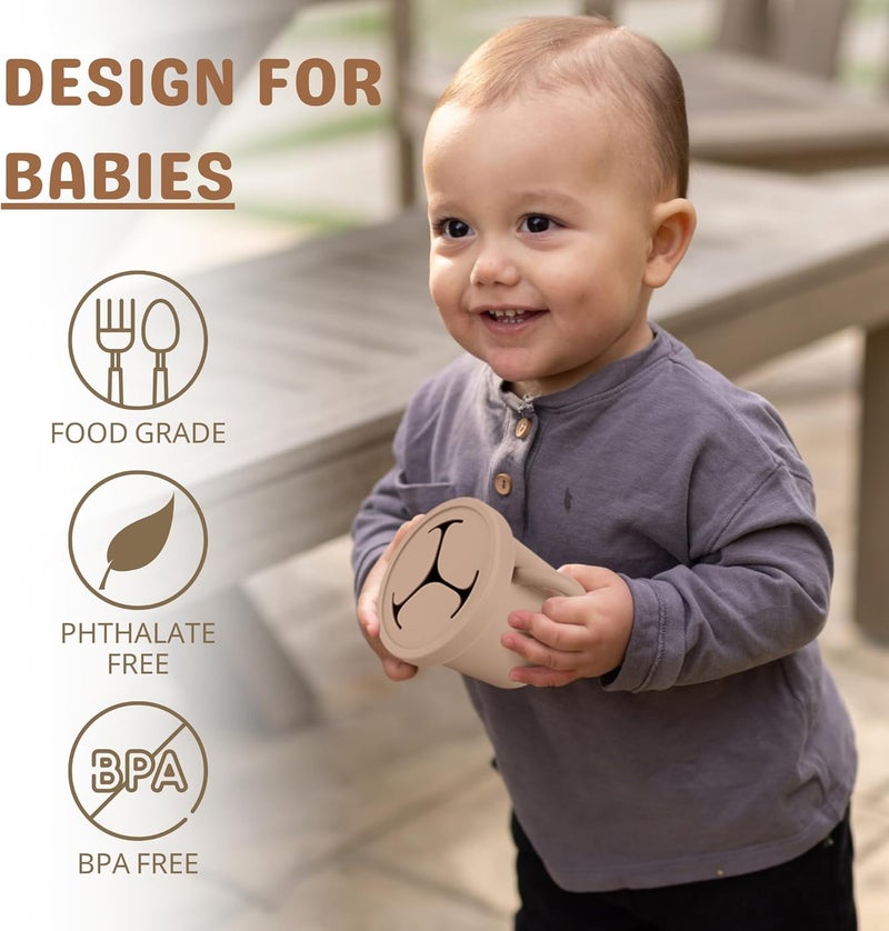 Mintlyfe Snack Containers for Toddlers Kids  2 Pack Food Grade Silicone Snack Cups with Grip Handle BlushMauve - Image 3