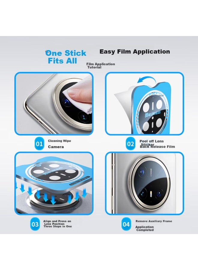 Blueo Lens Film For Huawei Mate 70 Pro, High Definition And High Transparency 99ar Anti-reflective Lens Film For Mate 70 Pro+ Rear Camera Protection Film, Transparent - Image 2