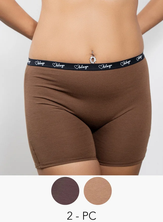 Aadaraya Set of 2 - Aadaraya Solid Shaping Shorts with Elasticated Waistband
