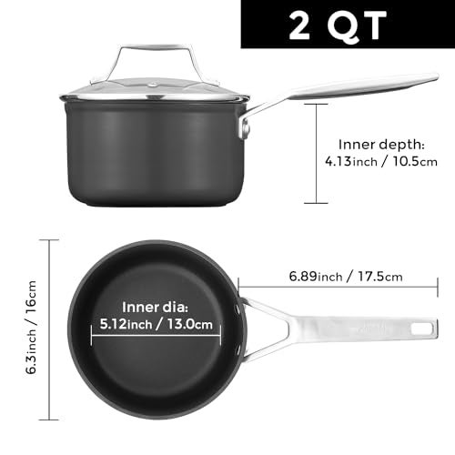 MSMK 2 Quart Saucepan with Lid, Burnt also Nonstick, PFOA Free Non-Toxic, Oven Safe to 700 ℉，Scratch-resistant, Induction Cooking Pot, for Induction, Ceramic and Gas Cooktops - Image 3