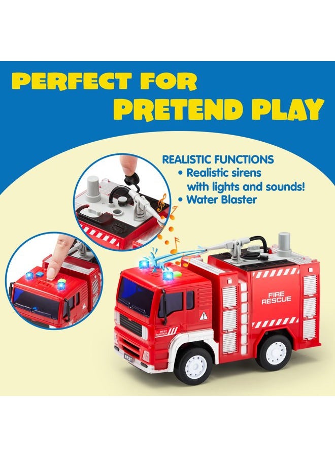 JOYIN Toddler Fire Truck Toys for 3 4 5 6 7 Year Old Boys - Fire Engine, Emergency Vehicle, Kids Firetruck, Friction Powered Car with Lights and Sounds, Birthday Gifts for Boys Girls Age 3-9 - Image 3
