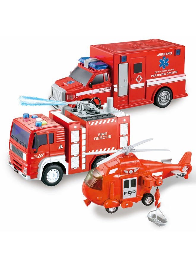 JOYIN Toddler Fire Truck Toys for 3 4 5 6 7 Year Old Boys - Fire Engine, Emergency Vehicle, Kids Firetruck, Friction Powered Car with Lights and Sounds, Birthday Gifts for Boys Girls Age 3-9 - Image 1