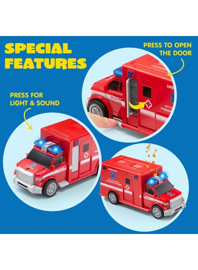 JOYIN Toddler Fire Truck Toys for 3 4 5 6 7 Year Old Boys - Fire Engine, Emergency Vehicle, Kids Firetruck, Friction Powered Car with Lights and Sounds, Birthday Gifts for Boys Girls Age 3-9 - Image 5