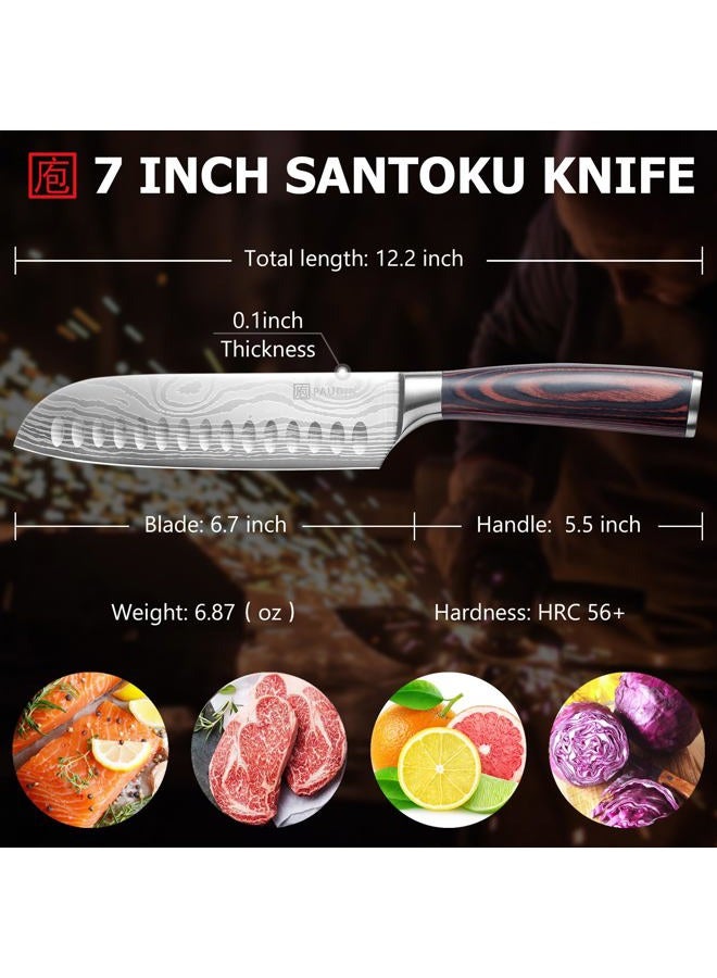 PAUDIN Santoku Knife 17.8cm ， Ultra Sharp German Steel Chef Knife ，Forged High Carbon Stainless Steel ， Ergonomic Handle for Meat, Vegetables & Seafood ， Ideal Gift for Home Chefs - Image 2