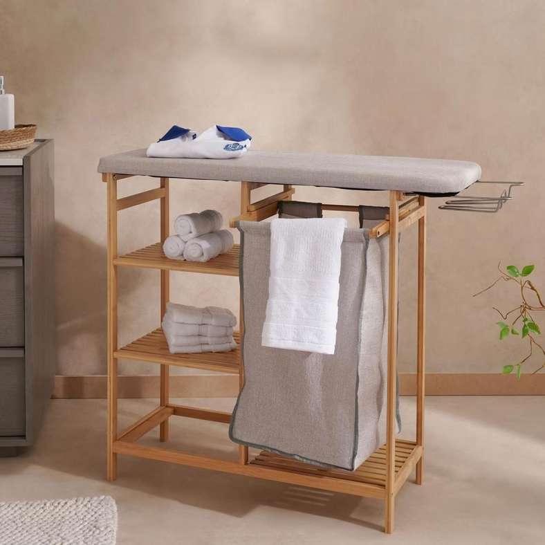 Pan Home طاولة كي متعددة الوظائف من الخيزران ستايسي 82x33x113 سم - طبيعي - Image 1
