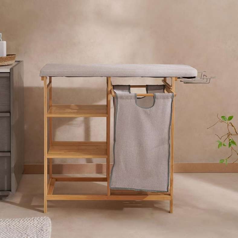Pan Home طاولة كي متعددة الوظائف من الخيزران ستايسي 82x33x113 سم - طبيعي - Image 4