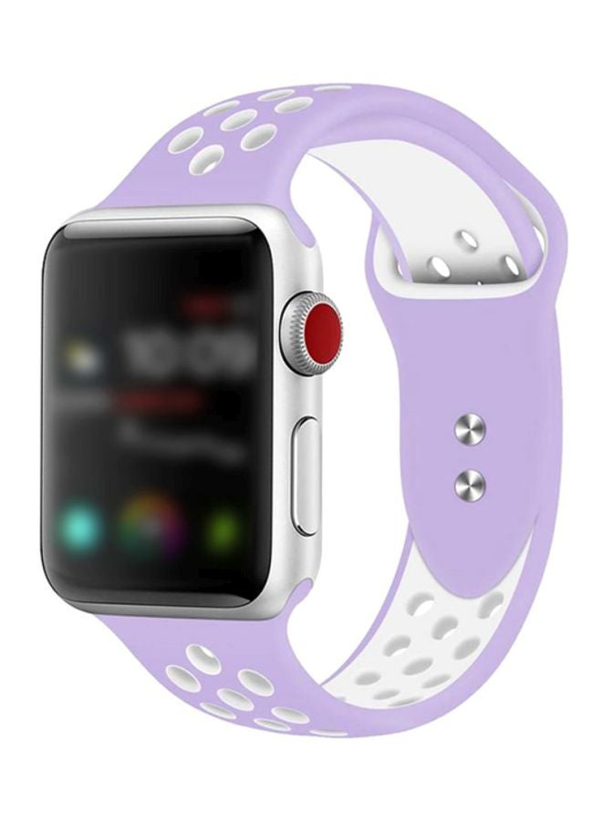 NIBEMINENT Replacement Band For Apple Watch Series 1/2/3/4 38mm (Medium/Large) Lavender/White - Image 1