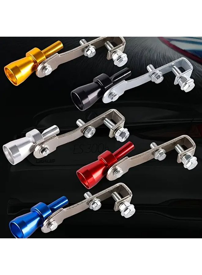 1 Pair Universal Motorcycle Car Modified Tail Throat Whistle Aluminum Alloy Exhaust Pipe Turbine Whistle Simulator Silvery Color Optional Car Wheel Whistle Muffler Sound Maker L Model - Image 5