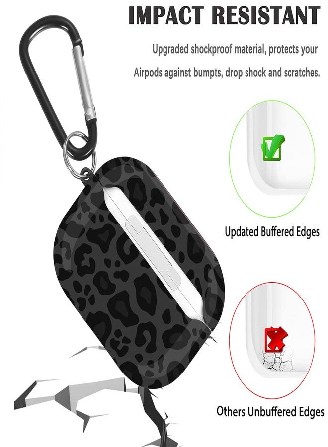 Olytop for Airpods Pro 2nd/1st Generation Case Leopard 2019/2022/2023, Cute Air pods Pro Protective Printed Hard Skin Women Girl for Apple Airpod Pro 2/1 Gen Case with Keychain - Black/Grey Leopard - Image 2