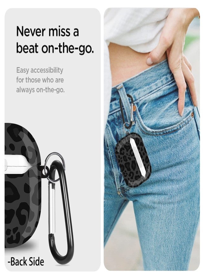 Olytop for Airpods Pro 2nd/1st Generation Case Leopard 2019/2022/2023, Cute Air pods Pro Protective Printed Hard Skin Women Girl for Apple Airpod Pro 2/1 Gen Case with Keychain - Black/Grey Leopard - Image 3