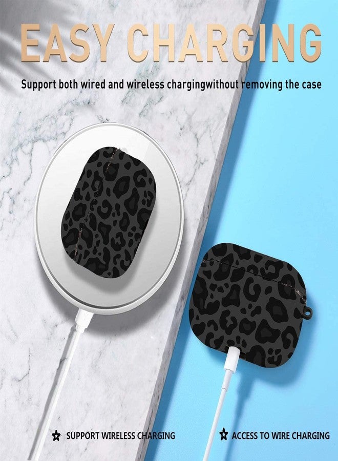 Olytop for Airpods Pro 2nd/1st Generation Case Leopard 2019/2022/2023, Cute Air pods Pro Protective Printed Hard Skin Women Girl for Apple Airpod Pro 2/1 Gen Case with Keychain - Black/Grey Leopard - Image 5
