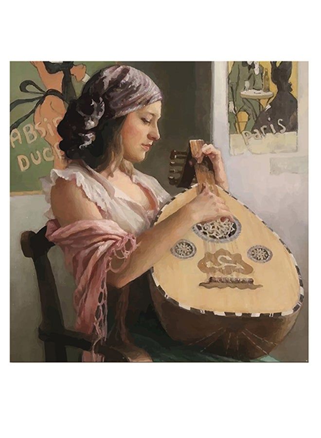 RYN Oud Player Themed Wall Art Beige/White/Green 30x30cm - Image 2
