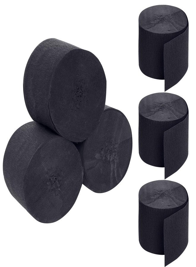 jiebor Black Streamers Halloween Streamers Crepe Paper 492 Ft 6 Rolls for Halloween Party Wedding Birthday Home Office Door Wall Decorations Flower Making - Image 1