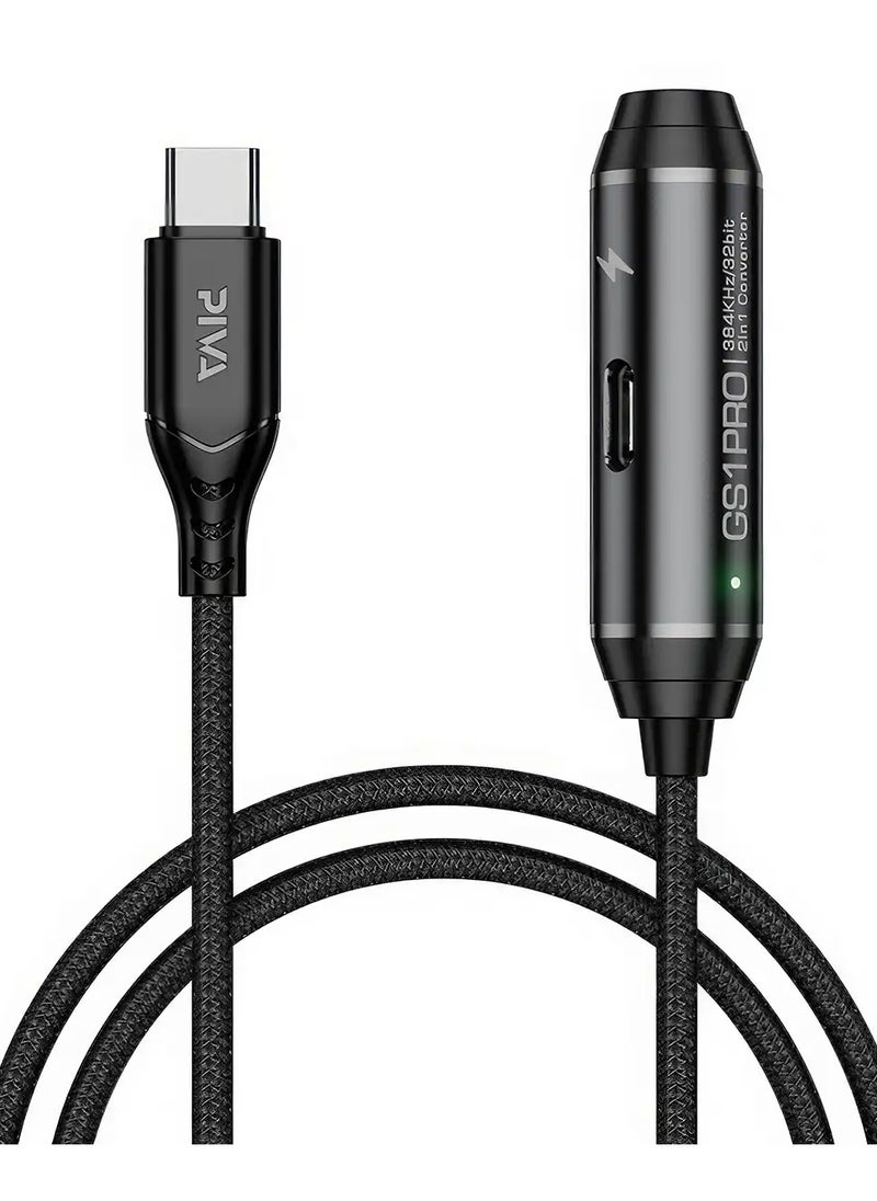 piva PIVA 2 in 1 GS1 PRO Type C 2 in 1 Fast Charging 60W Type C Port and AUX Headphone Jack Screw to Work at the Same Time Black  - Image 1