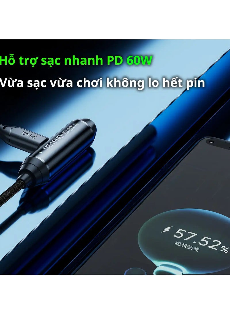 piva PIVA 2 in 1 GS1 PRO Type C 2 in 1 Fast Charging 60W Type C Port and AUX Headphone Jack Screw to Work at the Same Time Black  - Image 3