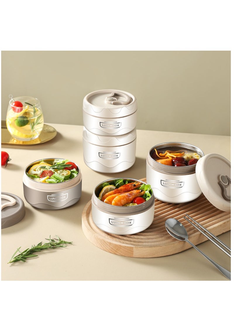 Generic - Microwaveable Thermal Lunch Box Set, Portable Insulated 3-Tier Stainless Steel Bento Boxes with Leakproof, Stackable Food Containers, Includes Stylish Beige Carrying Bag, Perfect for Hot & Cold Meals for Adults and Kids, Durable, Eco-Friendly, BPA-Free, Keeps Food Fresh, Warm, and Cool for Hours, Ideal for Office, School, Outdoor Activities, Travel, and Daily Use, Convenient, Practical, and Compact Lunch Storage Solution, Easy to Clean and Maintain, Space-Saving Design, Perfect for Meal Prep and Healthy Eating, Safe and Leakproof Lids Ensure Secure Transport, Lightweight and Portable, Ideal for On-the-Go Meals, Keeps Food Organized and Secure During Commutes or Outdoor Adventures, Long-Lasting and Sturdy Construction for Everyday Use, Great for Packing Lunches for Families or Individuals, Practical Gift Idea for Busy Professionals, Students, and Health-Conscious Individuals, Reliable and for Bringing Lunch Anywhere, Help Maintain Food Freshness and Flavor Throughout the Day - Image 1