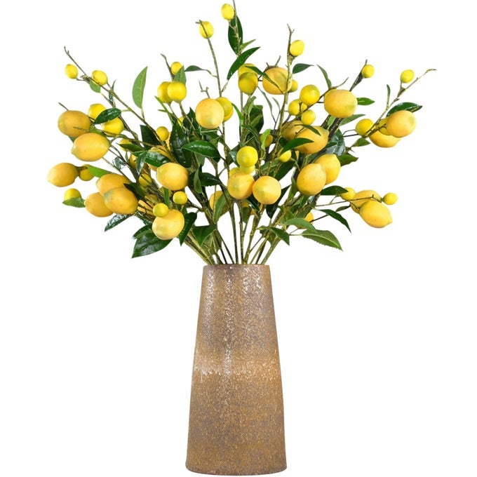 2 PACK ARTIFICIAL LEMON BRANCH VIVID YELLOW ARTIFICIAL LEMON BRANCH HOME PARTY GARDEN WITHOUT VASE DECORATION