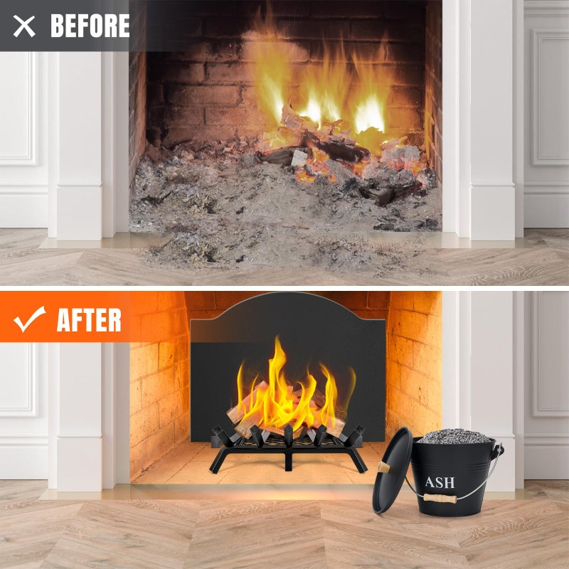 INNO STAGE Mini Ash Bucket with Lid, Shovel and Broom, 1.5 Gallon Fireplace Metal Bucket with Lid, Charcoal Bucket and Ash Can for Fireplace, Fire Pits, Hearth, Wood Burning Stoves, Indoor and Outdoor - Image 2