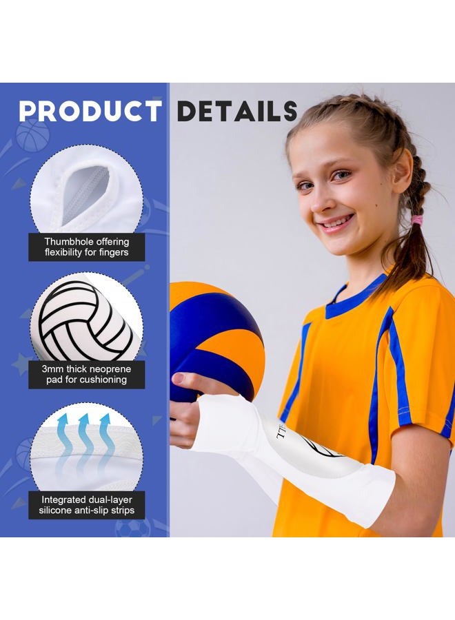 Shappy 2 Pcs Volleyball Arm Sleeves Forearm Sleeves Volleyball Arm Pads for Boys Girls Teen Youth Wrist Guard (White,Small) - Image 3
