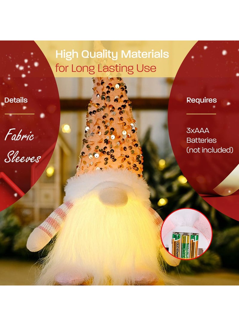 AUTOYSUR 1 قطعة زينة عيد الميلاد المتلألئة، زينة عيد الميلاد الفضية والوردية والحمراء - تماثيل دمى تومتي مضاءة، زينة عيد الميلاد - زينة سويدية، اسكندنافية، نوردية لعيد الميلاد (حمراء) - Image 5