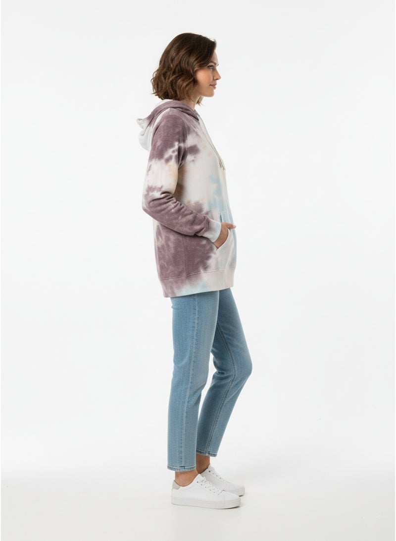 Blue 84 Women's Tie Dye Cotton Fleece Hoodie - Regular Fit Pullover Sweatshirt with Kangaroo Pocket - Soft Loungewear Top - Image 2