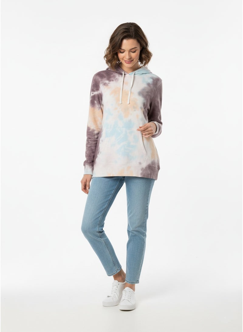 Blue 84 Women's Tie Dye Cotton Fleece Hoodie - Regular Fit Pullover Sweatshirt with Kangaroo Pocket - Soft Loungewear Top - Image 3
