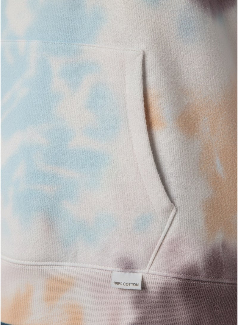 Blue 84 Women's Tie Dye Cotton Fleece Hoodie - Regular Fit Pullover Sweatshirt with Kangaroo Pocket - Soft Loungewear Top - Image 4