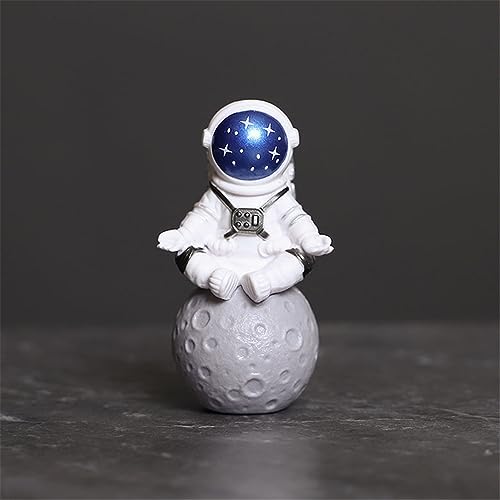 Ni-JASW Blue White Astronaut Statues Set of 4, Spaceman Sculpture Figurines Outer Space Theme Decor for Nursery Room Cake Topper - Image 3