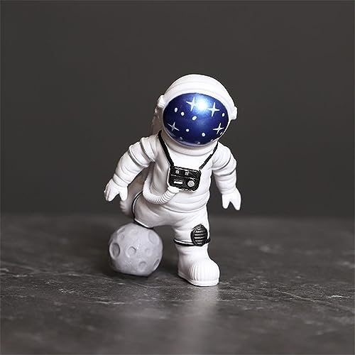 Ni-JASW Blue White Astronaut Statues Set of 4, Spaceman Sculpture Figurines Outer Space Theme Decor for Nursery Room Cake Topper - Image 4