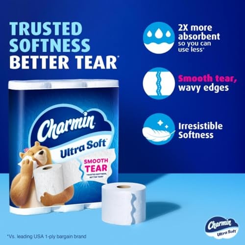 Charmin Ultra Soft Toilet Paper 6 Mega Rolls 24 Regular Rolls - Image 3