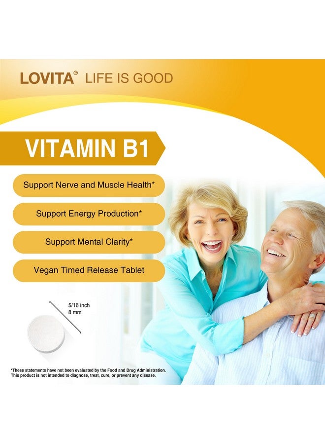 Lovita Vitamin B1 (Thiamine) 50mg, Timed Release, 8 Hours Sustained, with Vitamin B12 100mcg, Support Metabolism & Nerve Health, 130 Vegan Tablet - Image 4
