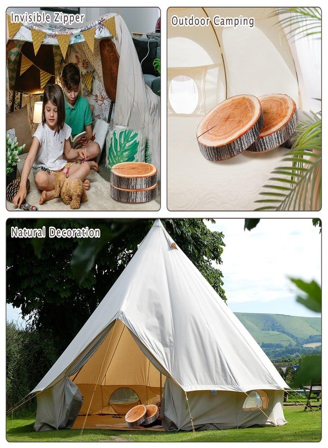 Queekay 2 Pcs Round Throw Pillow Decorative Wood Slice Floor Cushion 3D Digital Printing Forest Decor Soft Circle Pillow Cute Stump Camping Memory Foam for Home Chair Bedroom Decor(Emulation) - Image 5