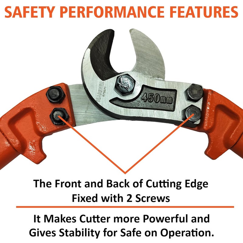 Harden 18 450mm Professional Cable Cutter Made from T8 Alloy Steel Hardened T8 Steel Cutting Blades For Chopping Aluminium Cables 570071 - Image 4