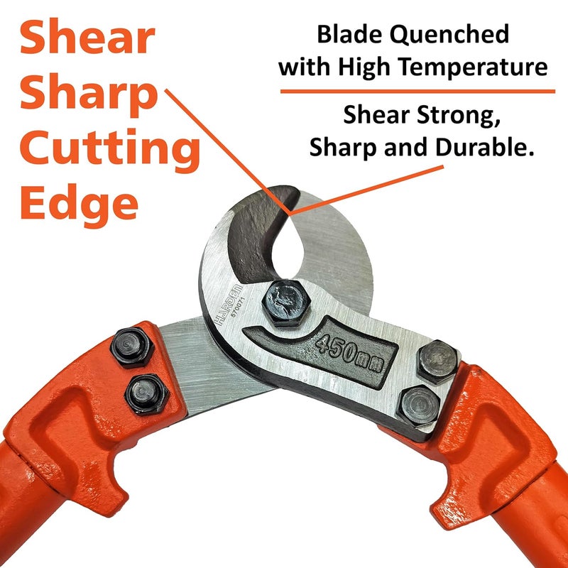 Harden 18 450mm Professional Cable Cutter Made from T8 Alloy Steel Hardened T8 Steel Cutting Blades For Chopping Aluminium Cables 570071 - Image 5
