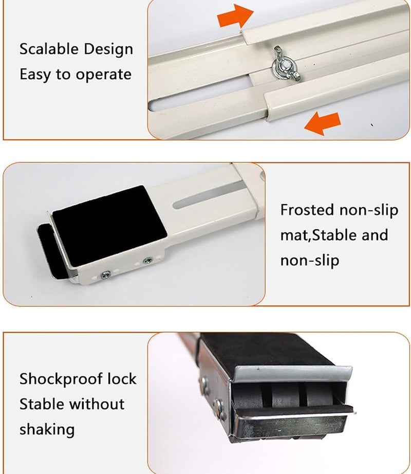 Gnanex Adjustable Furniture Mover Lifter Tool Set Furniture Rollers Mover for Washing Machines Refrigerators Dryers Dishwashers and Heavy Objects Support Bars Silver and Black - Image 3