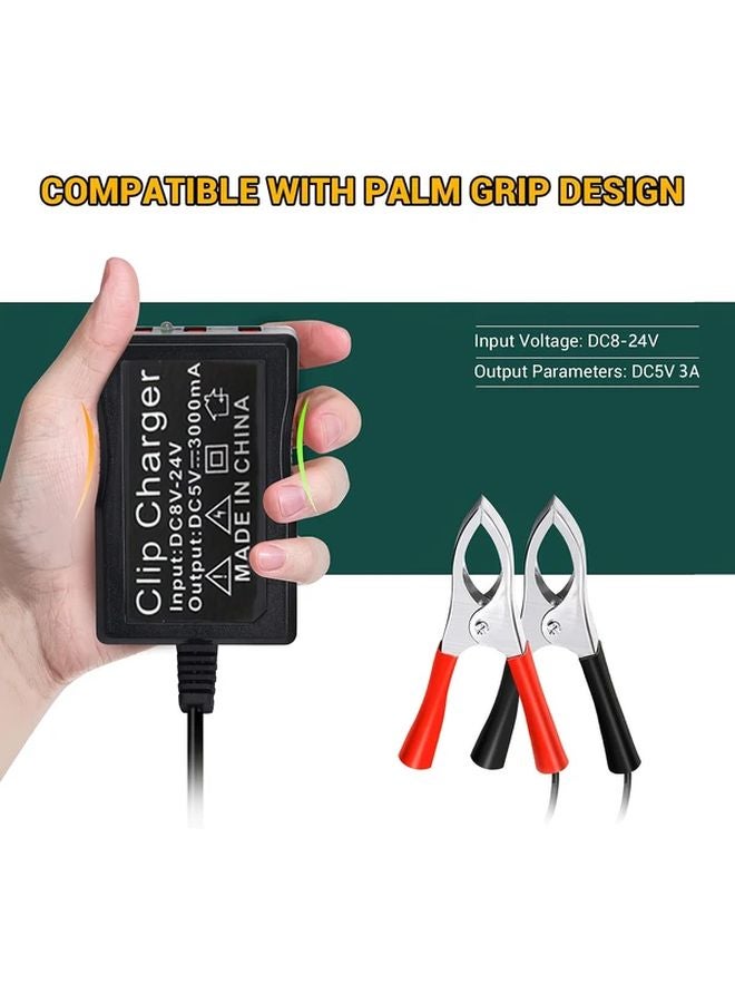 3U Clip Charger 8V 12V to 24V with 3 USB Ports Automatic Recognition for Car Motorcycle Battery Fast Charging - Image 4