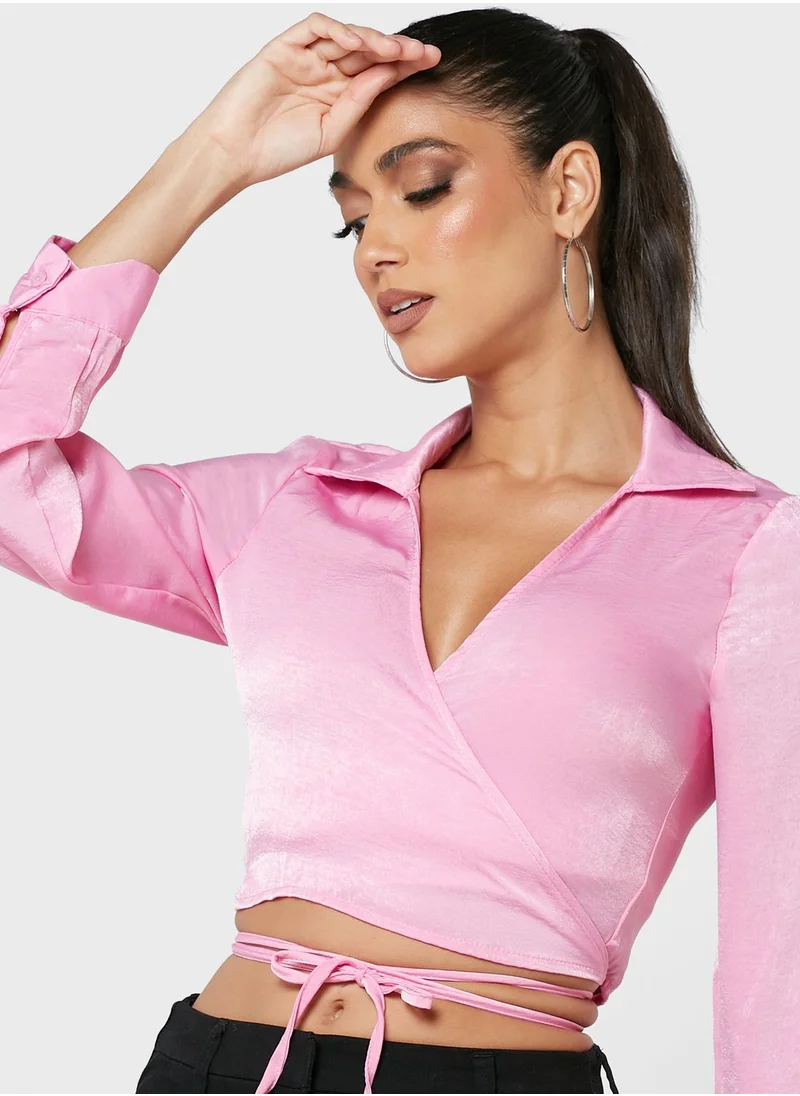 Cotton On Button Detail Wrap Shirt