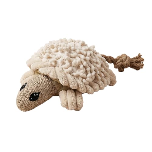 Pet Lou 6 Inch Turtle Dog Chew Toy with Squeaker Durable Nubby MultiTexture Plush Toy for Indoor Outdoor Play Stuffed Dog Toy for Teething 100 Natural - Image 1